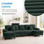 U-Shaped Corduroy Sectional with Double Chaises & Pillows-1087240924