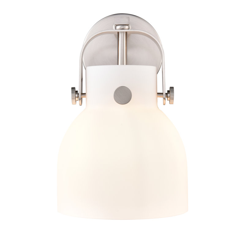 Skycrest Armed Sconce, Matte White, Satin Nickel