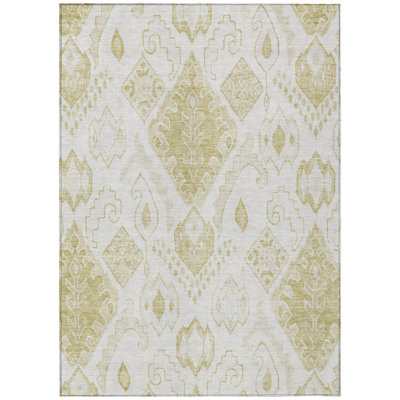 8' X 10' Beige Tan And Ivory Moroccan Washable Indoor Outdoor Area Rug
