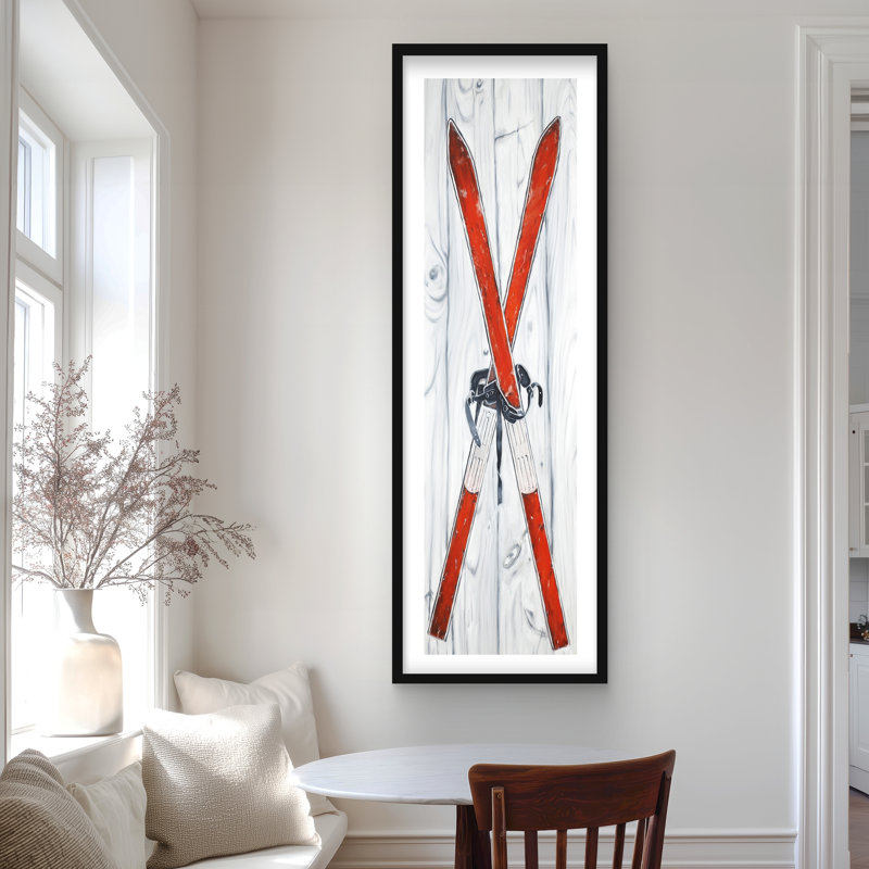 Vintage Red Ski - impression encadrée rustique pour homme
