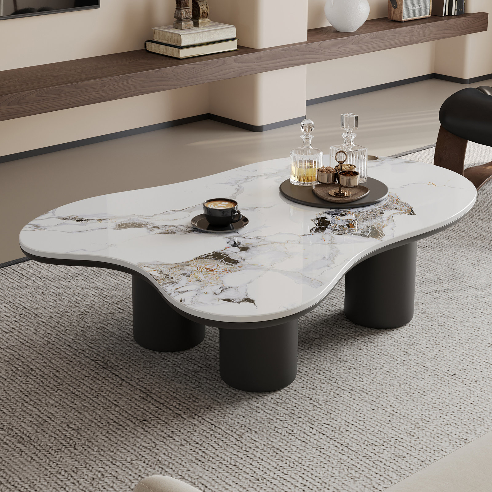 Masiyah Cloud Coffee Table, White/Black