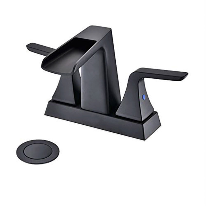 2-handle Bathroom Faucet with Drain Assembly, Matte Black