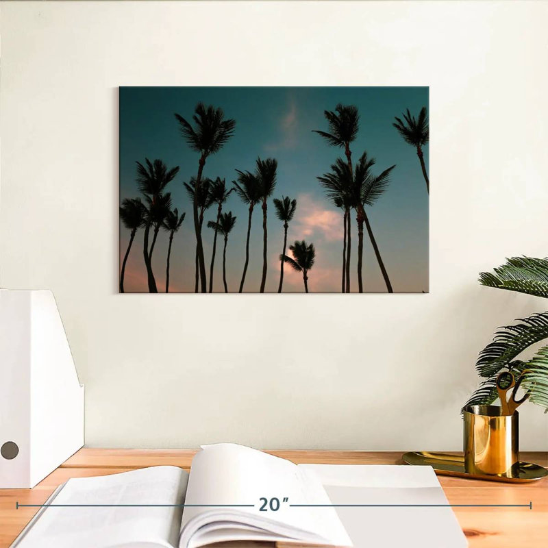 Harnek Dancing Palm Trees At Sunset, 8" H x 12" W