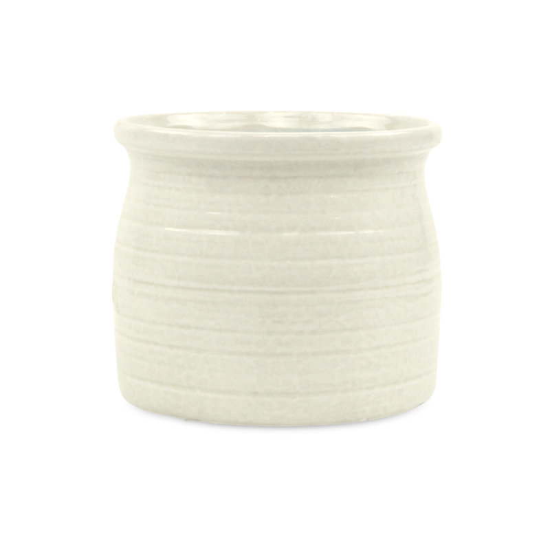 Pot à fleurs en céramique Mott, H 5,5 po x l 6,25 po x P 6,25 po, Blanc