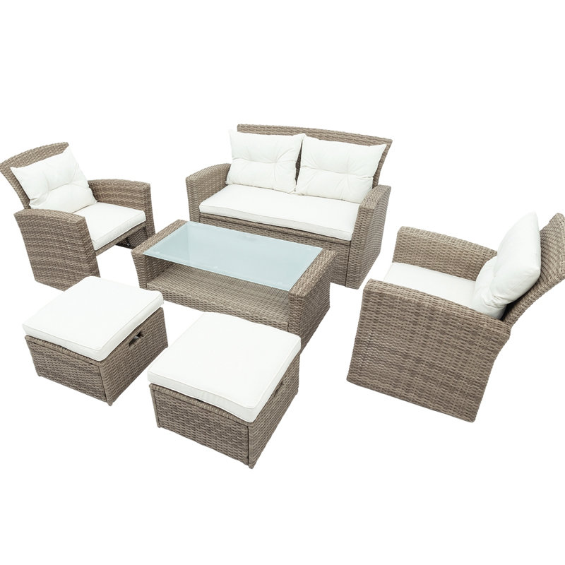 105'' Wide Steel Loveseat with Cushions, Beige