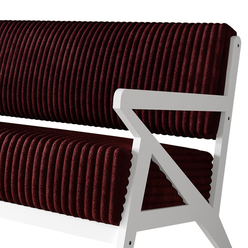 Ensemble de canapé contemporain en velours 3 pièces Merrin, Rouge
