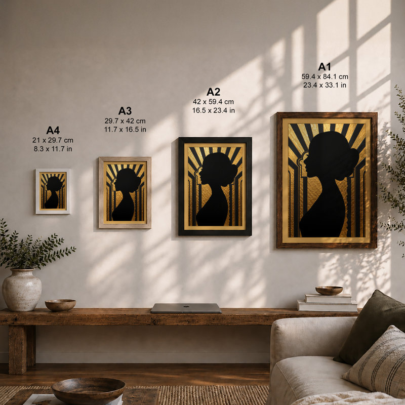 Golden Profile Art Deco - Framed Print, Walnut, A1 - 84.1 x 59.4 cm