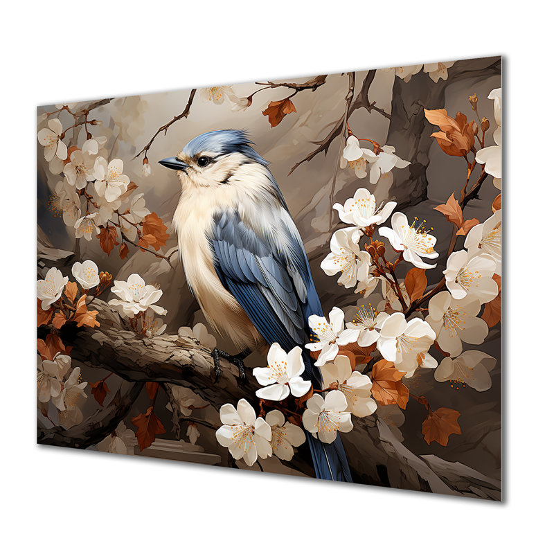 Oiseau éthéré floral bleu - oiseau en métal, art mural MT134612, H 16 po x l 32 po x P 1 po