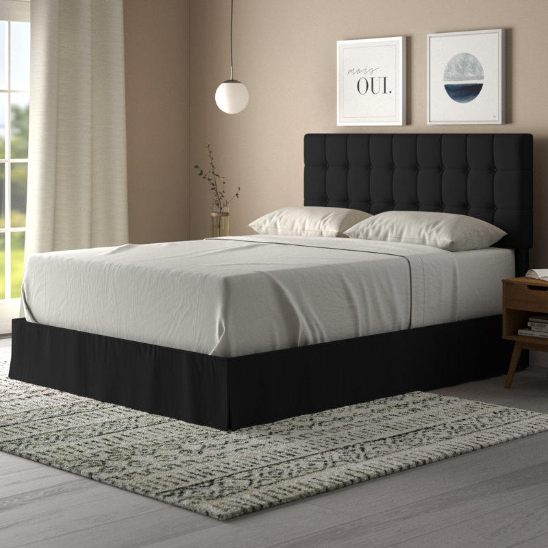 Ambria Upholstered Wingback Bed, Black, Queen