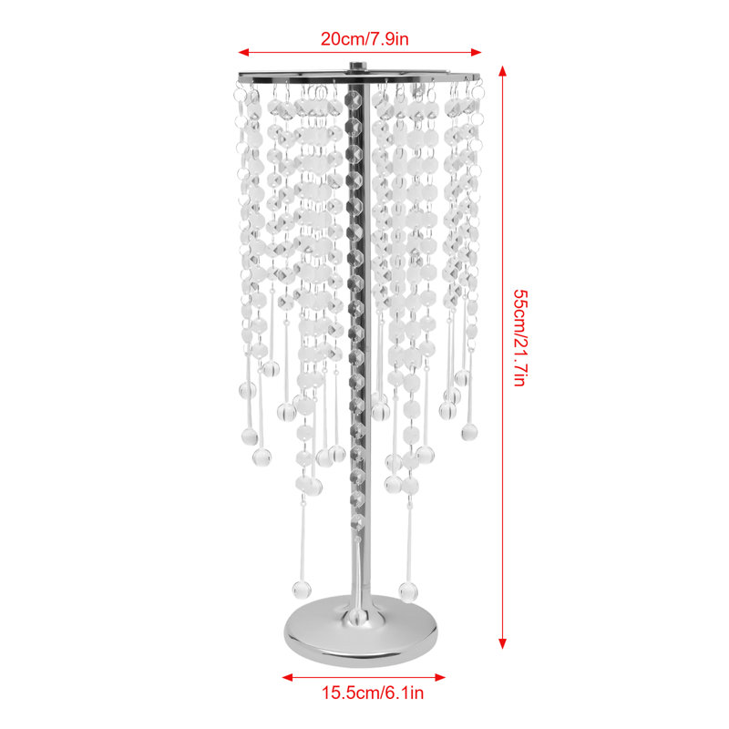 10 Pcs Crystal Table  Silver/Gold Flower Stand for Wedding and  Parties , 21.7" H x 7.9" W x 7.9" D, Silver