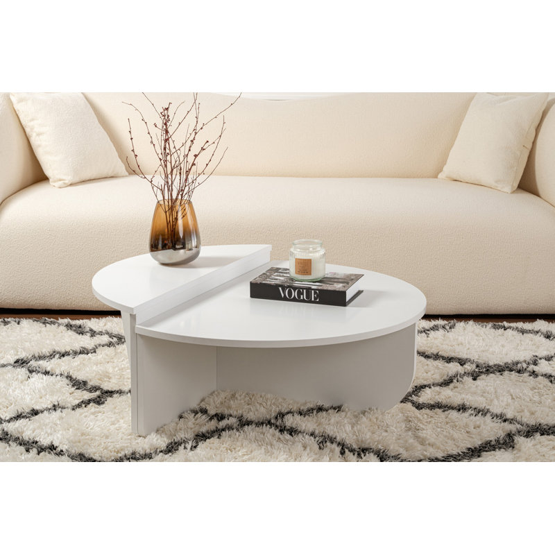 Modern White Coffee Table Set (2 Pieces), 35.4 x 11.8 x 23.6 inches & 33.5 x 13.8 x 11.8 inches | 100% Melamine Coated Particle Board, Thickness: 0.7 inches | Sleek Design for Living Room, Elegant & Functional Decor