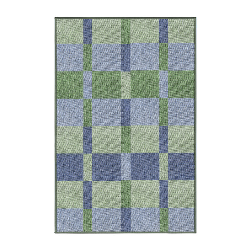 Tapis géométrique bleu / vert Zak, Rectangle 7 pi x 9 pi