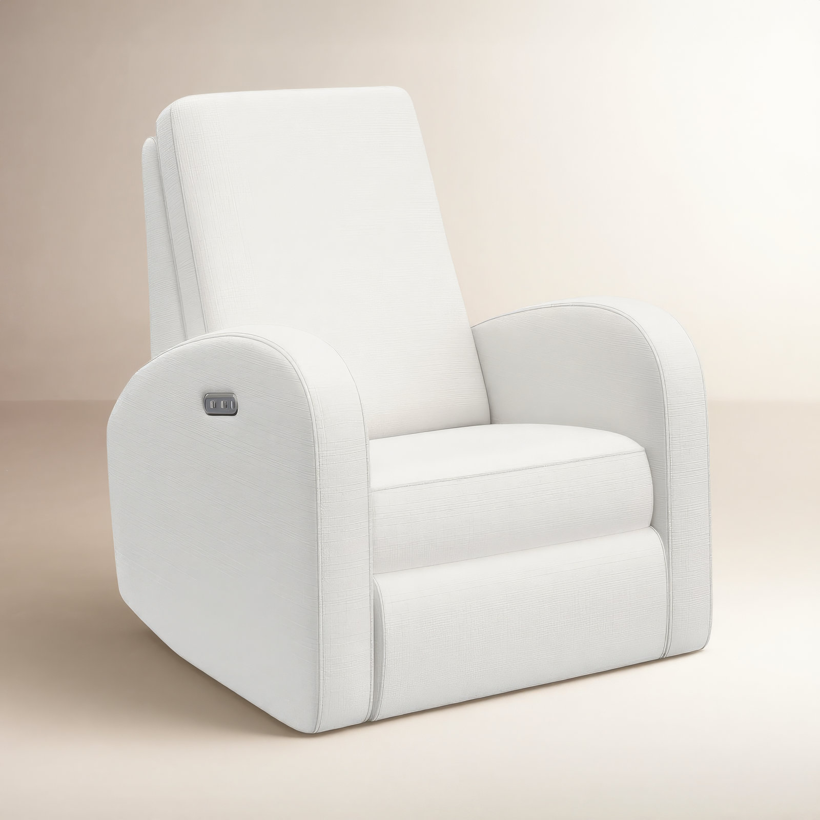 Santa Monica Swivel Power Recliner Glider, Ivory Basketweave
