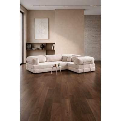 Canapé modulaire en L velours crème