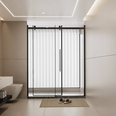 Durable Glass Shower Door With Stainless Steel Handle And Support Bar,Sliding Design For Walk-In Showers