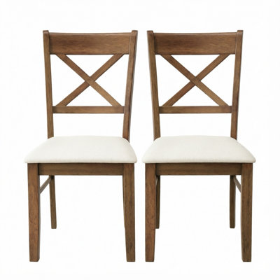 (2pcs )Dining Chairs , Upholstered Kitchen Chairs with Rubberwood Frame, Padded Seat and X-Back