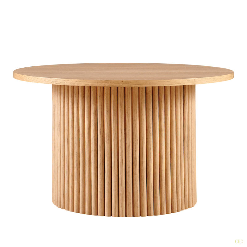 Table basse en placage de table ronde de 27,56 pouces, plateau de table basse en MDF avec base en métal, table d'appoint de canapé pour le salon et la salle de réception