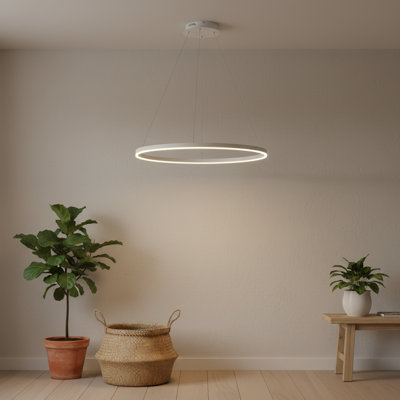 Stockham 1-Light Chandelier Round Circle LED Kitchen Island Pendant Remote Dimming