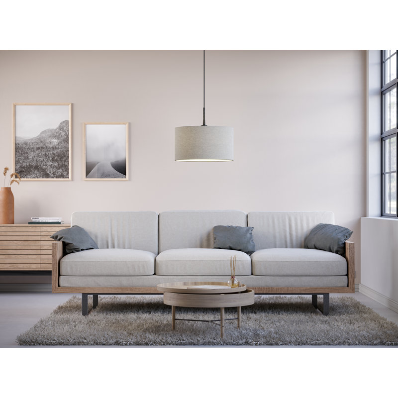 1 - Light Drum Pendant, 22cm H x 40cm W x 40cm D, White