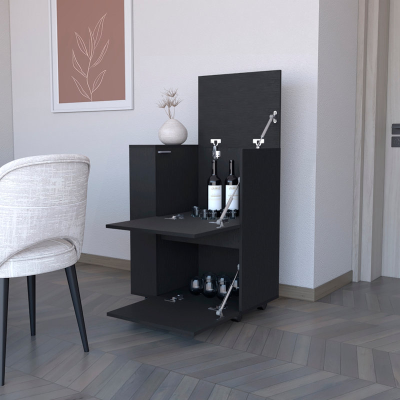 Chariot-bar, salon, noir, Noir