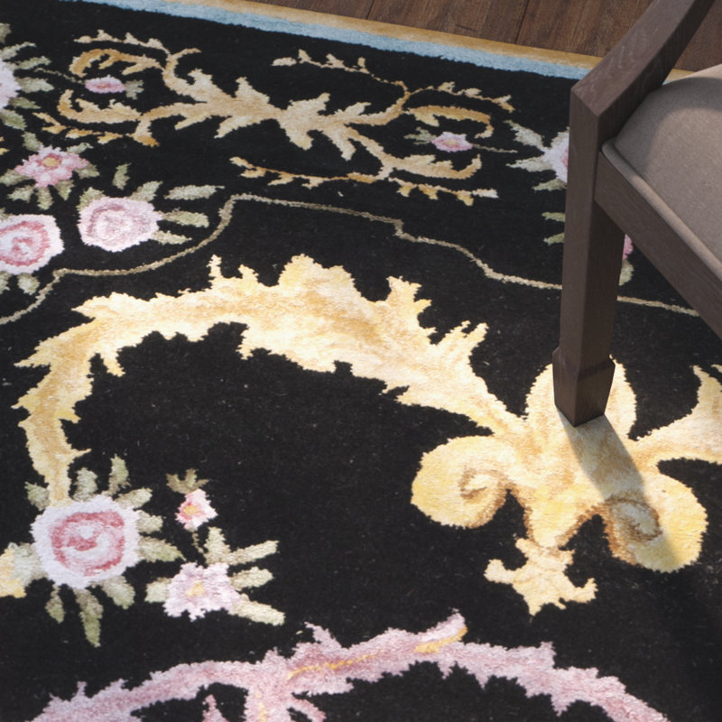 Tapis floral en laine touffeté à la main Priscila, Tapis de couloir beige
