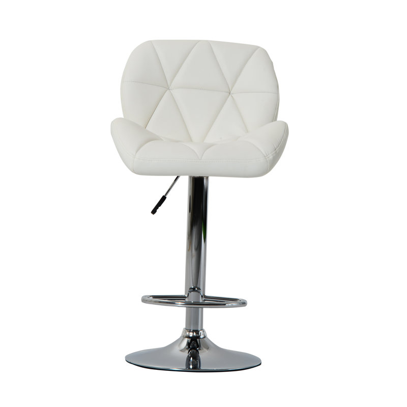 Danvers Swivel Upholstered and Faux Leather Adjustable Height Bar Stool with Steel Frame, White
