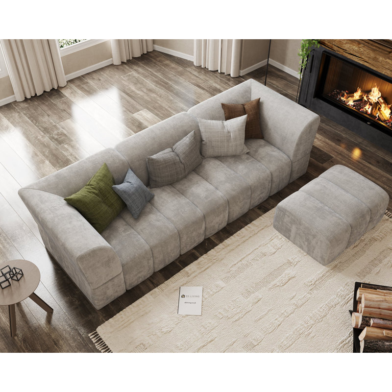 Lena 3 Seater Fabric Sofa, Grey