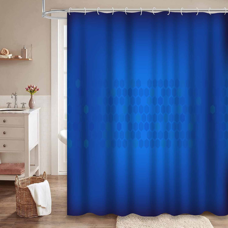 Rideau de douche abstrait bleu foncé avec 12 crochets, L 72 po x l 78 po