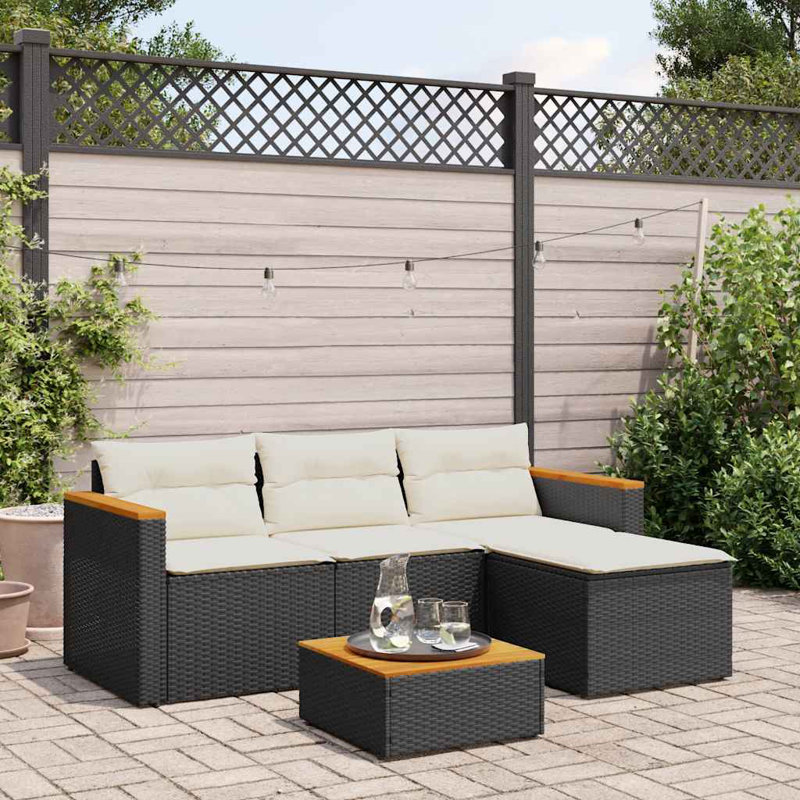 Acacia 4 - Person Patio Conversation Set with Cushions, Black, Beige