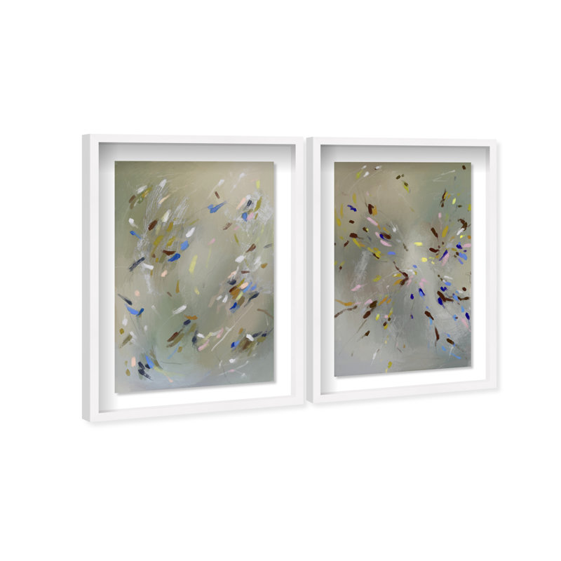 Spontaneous Traces Set Set by Oliver Gal, 75"H x 51"W, White Shadowbox