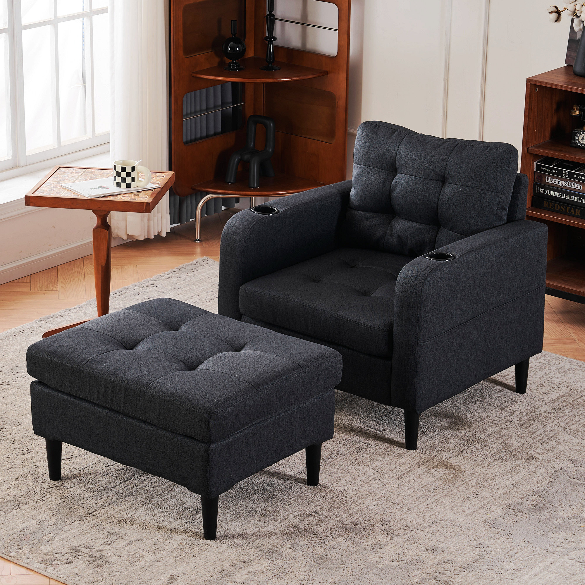 Wayfair Chaise Lounge Chair Light Gray Upholstered Modern Accent