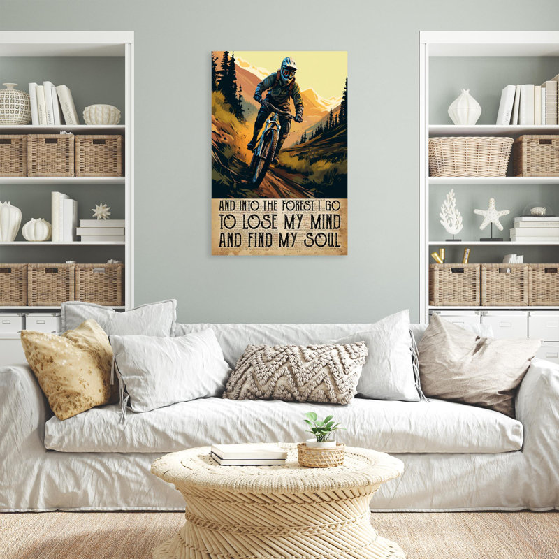 " Mountain Biking And Into The Forest ", H 36 po x l 24 po x P 1,25 po