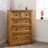 Farmhouse 5-Drawer Solid Pine Wood Dresser, Rustic Bedroom Chest of Drawers with Metal Handles, Bedroom Storage Cabinet