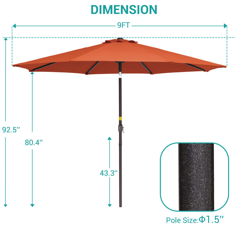 Parasol de marché 9 pi Bevers, Orange