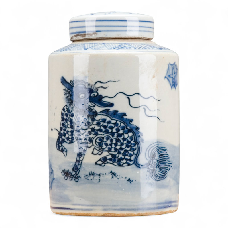 Blue and White Qilin Jar with Lid