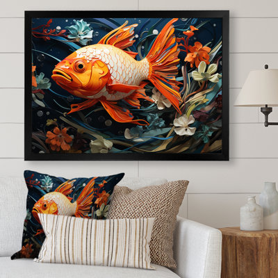 Attia - poisson orange géométrique I - imprimé