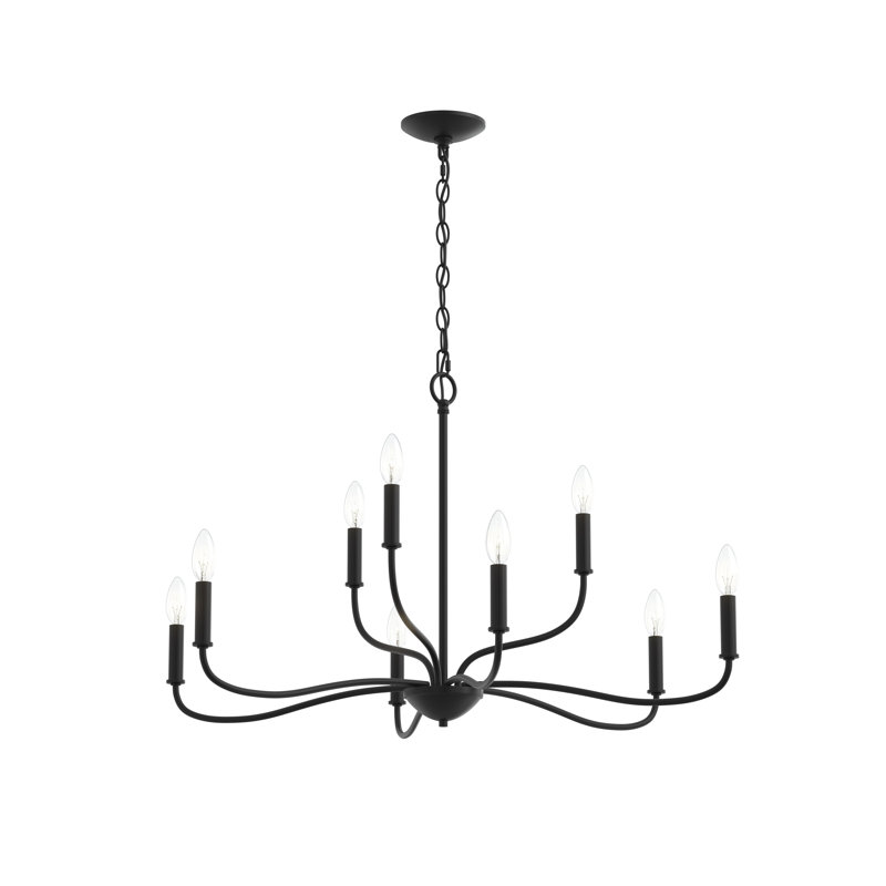 Ilia 9-Light Matte Black Two-Tier Chandelier, Matte Black