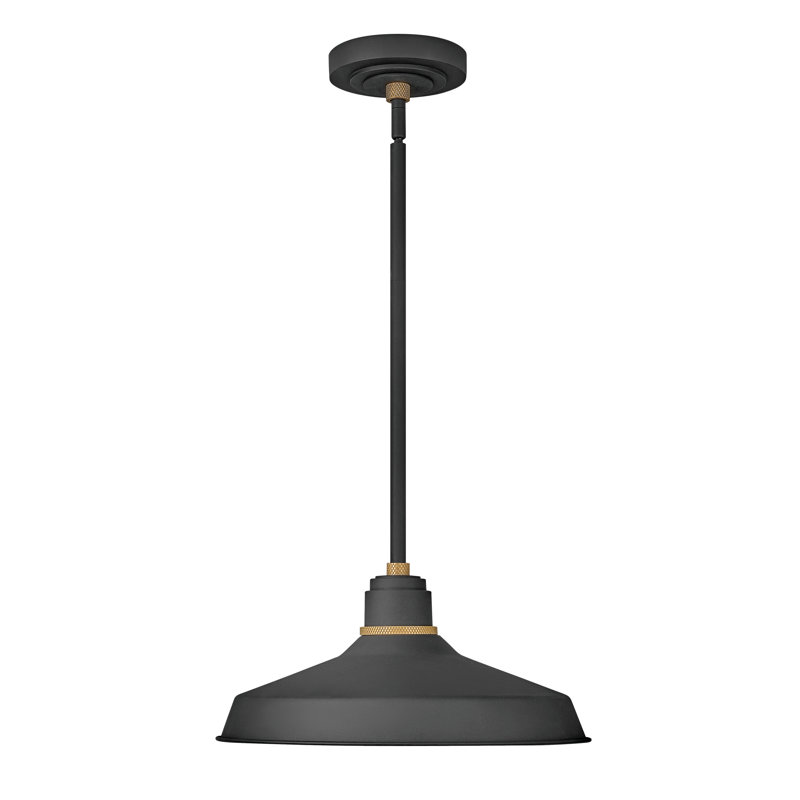 Luminaire suspendu en forme de dôme à 1 lumière Bertram, Noir texturé, H 41,5 po x L 16 po x P 16 po