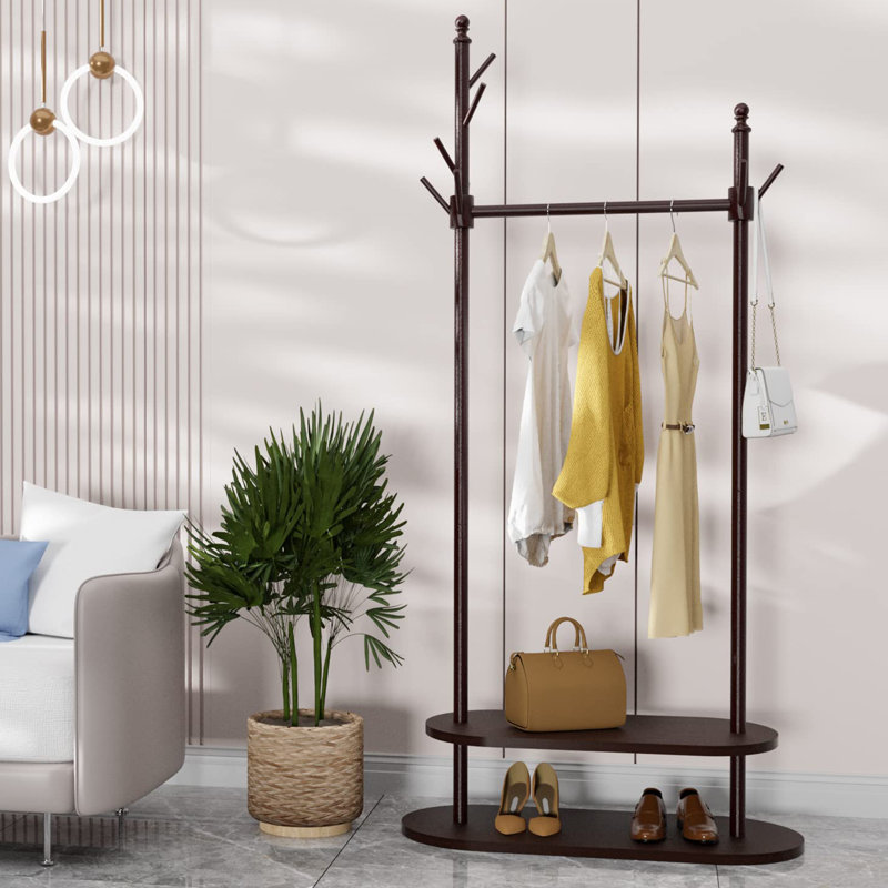 Gelincik Bamboo / Rattan Freestanding 9 - Hook Coat Rack