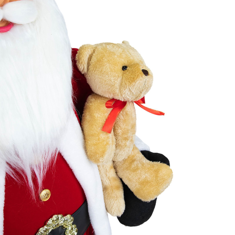 Figurine de père Noël 60 po avec ours en peluche et sac-cadeau 60 po