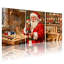 Casse-noisette de Noël père Noël dans un atelier, ensemble de 3 impressions sur toile-735414763