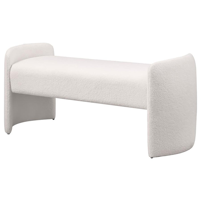 Banc rembourré en velours ivoire Giannie