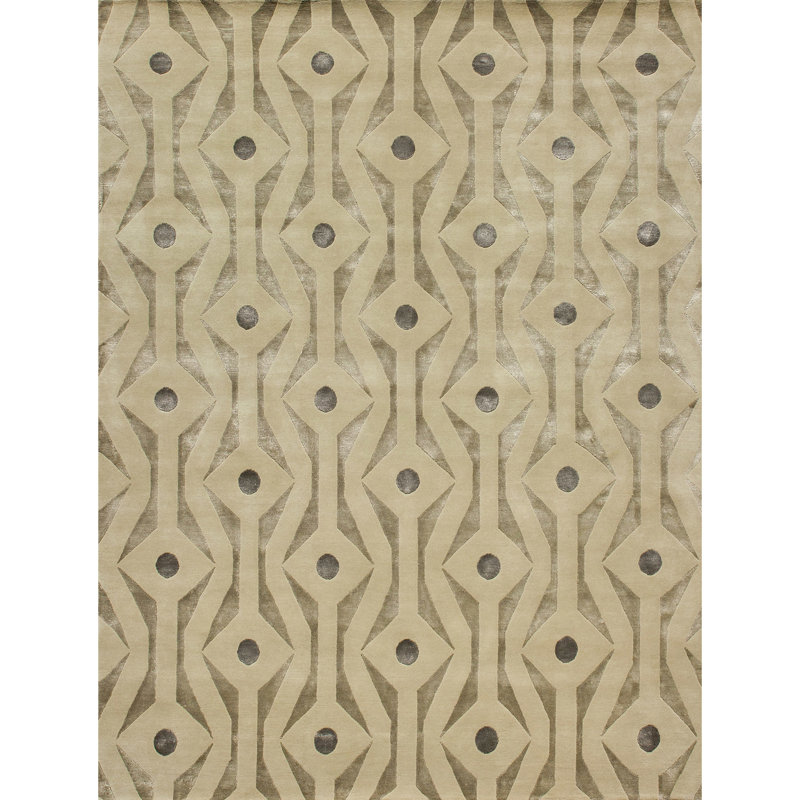 Geometric Area Rug in Brown/Gray, Rectangle 9' x 12'