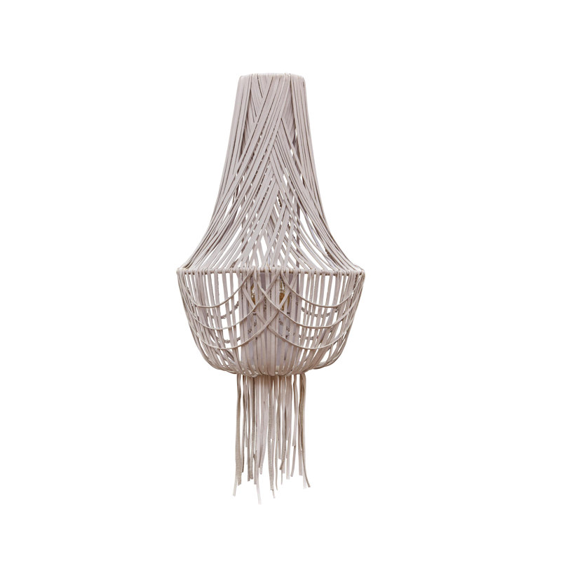 Leather Fringe Wall Sconce, Cream