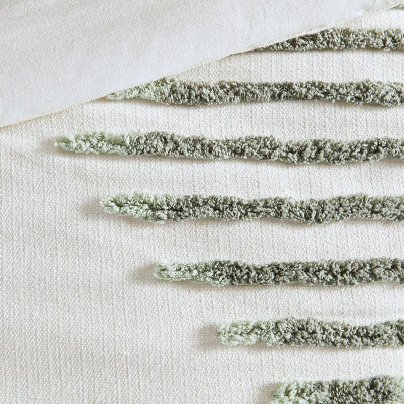 Ivory and Green Cotton Blend Chenille Full Comforter Set