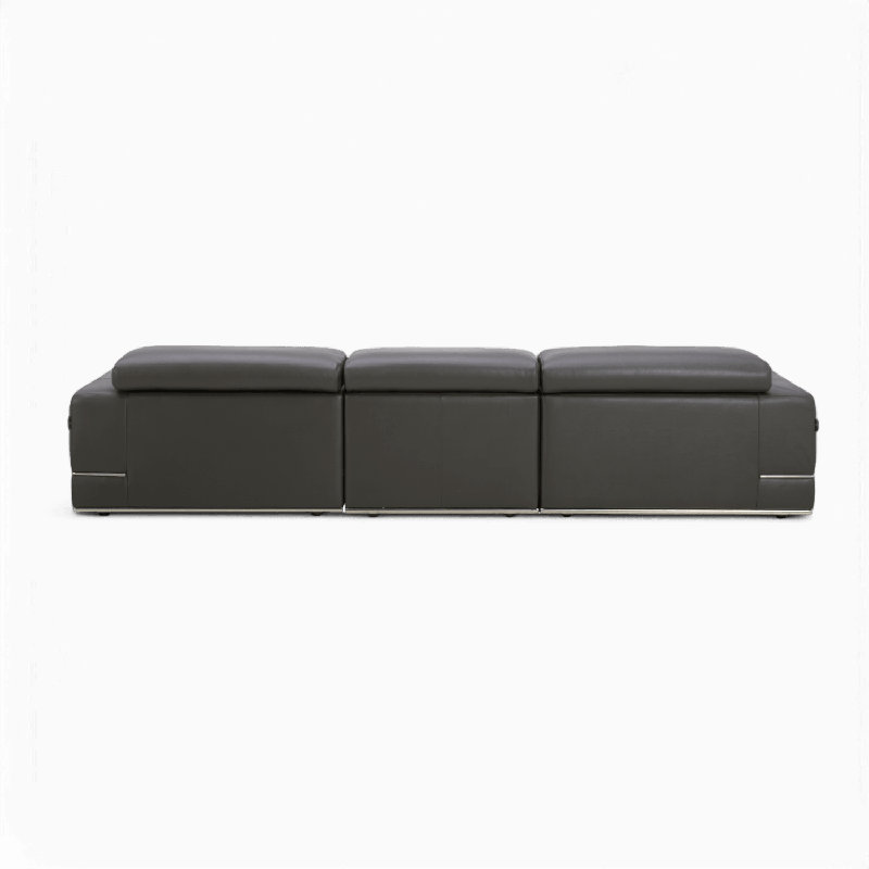 Canapé modulaire 3 pièces Amadeo gris éléphant, Cuir gris