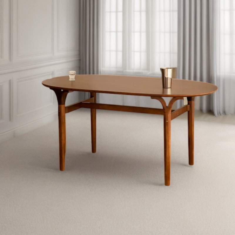 Anamaris Teak Oval Solid Wood Dining Table, Brown, 33.46" W x 64.96" L