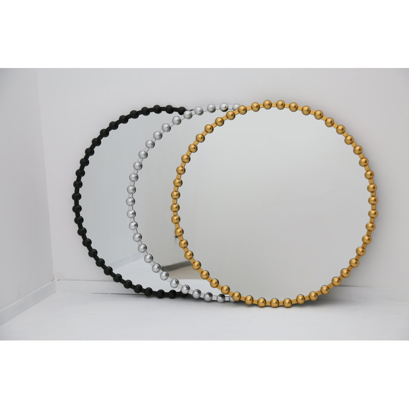 Round Iron Wall Mirror – 27inches Or 36inches, 3 Colors, Ready To Hang, 27" x 27", Gold
