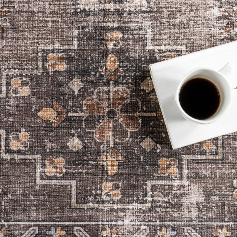 Tapis lavable à la machine Tangires SplashGuard Medallion, Rectangle 9 pi 6 po x 13 pi 6 po