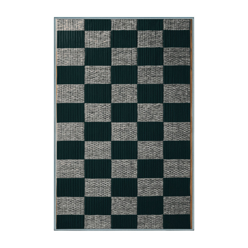 Machine Washable Checkered Blue Area Rug, Rectangle 7' x 9'